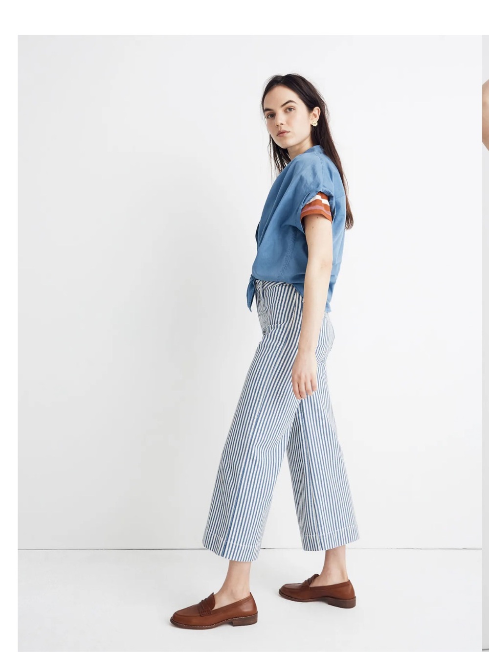 Madewell Blue & White Striped Cropped Jeans